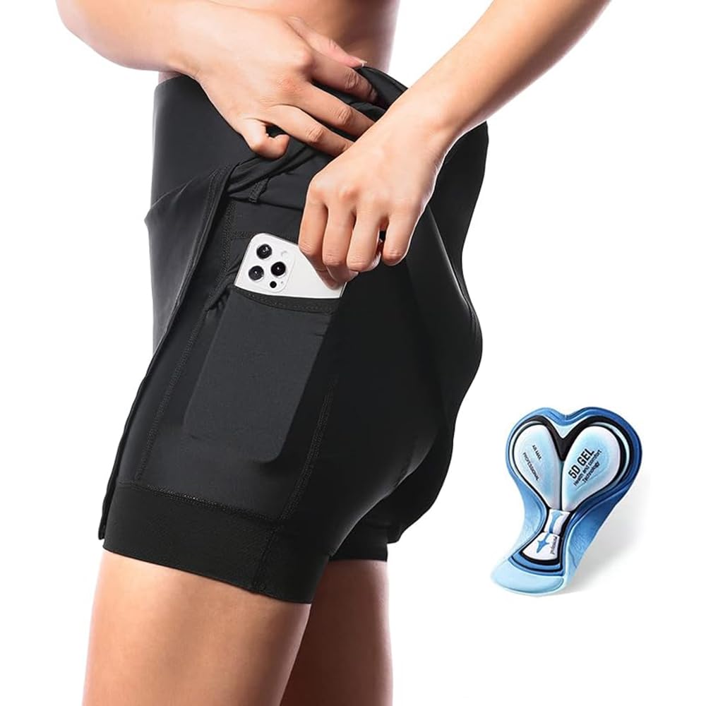 Elastizität 2 In 1 Fahrradrock Damen Fahrradhose Leichtgewicht Fahrrad Frauen Hosenrock Elegant Radlerhose Mit Hose, Hohe Taille Fahrradhose Radrock Outdoor Sportrock Skirt Mit Taschen