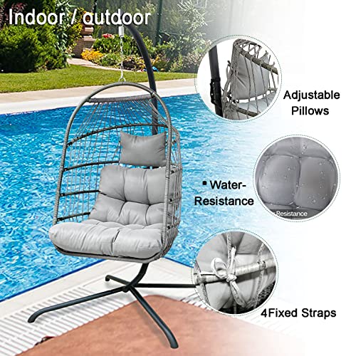 Enipate Outdoor Hanging Egg Chair Cushion, Water-Resistant Tufted Swing Basket Chairs Cushion Pads With Headrest Pillow #TOP2