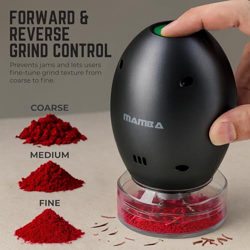 Image of Mamba Grinder Electric Spice & Herb Grinder for the Kitchen, Whip Chain Type One-Handed Mill, USB Rechargeable, Easy to Use and Clean, Black