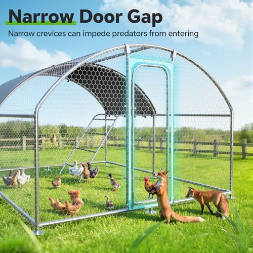 Image of 13.1x9.8 FT Large Metal Chicken Coop, Walk-in Poultry Run Enclosure