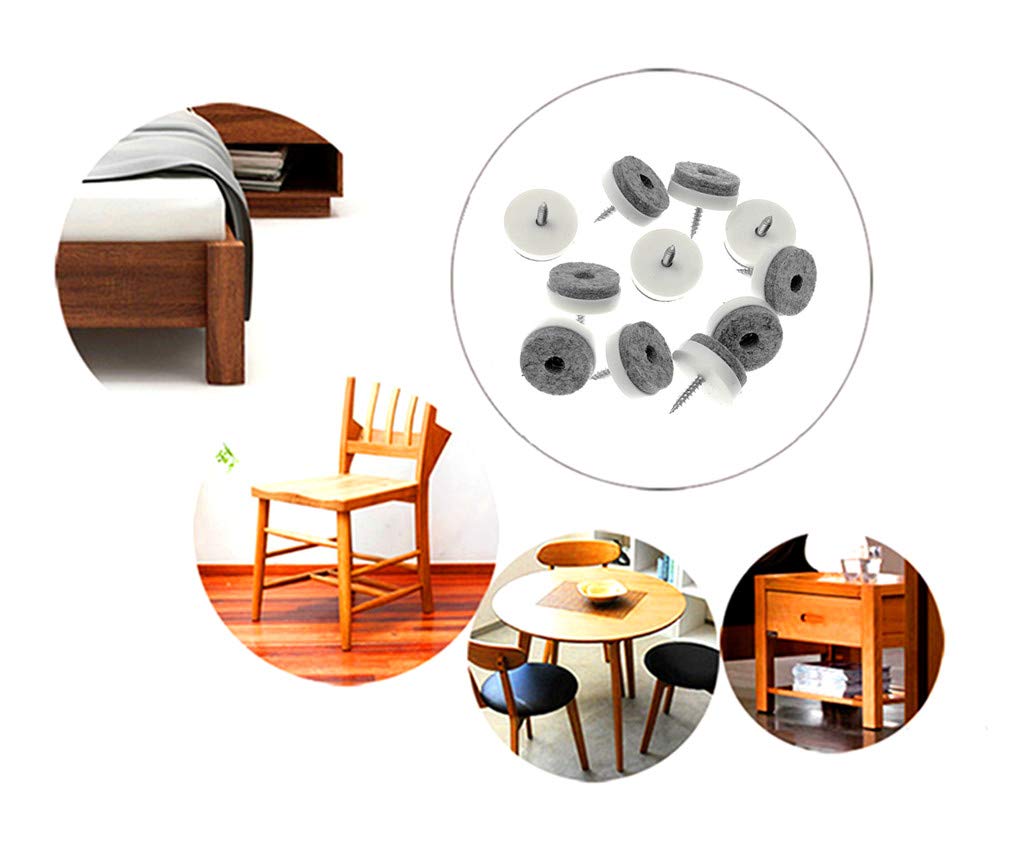 ALIMITOPIA 40pcs Screw-on Furniture Felt Pad Chair Glide Slider Hardwood Floor Protector for Wooden Leg Feet of Chair — view 7