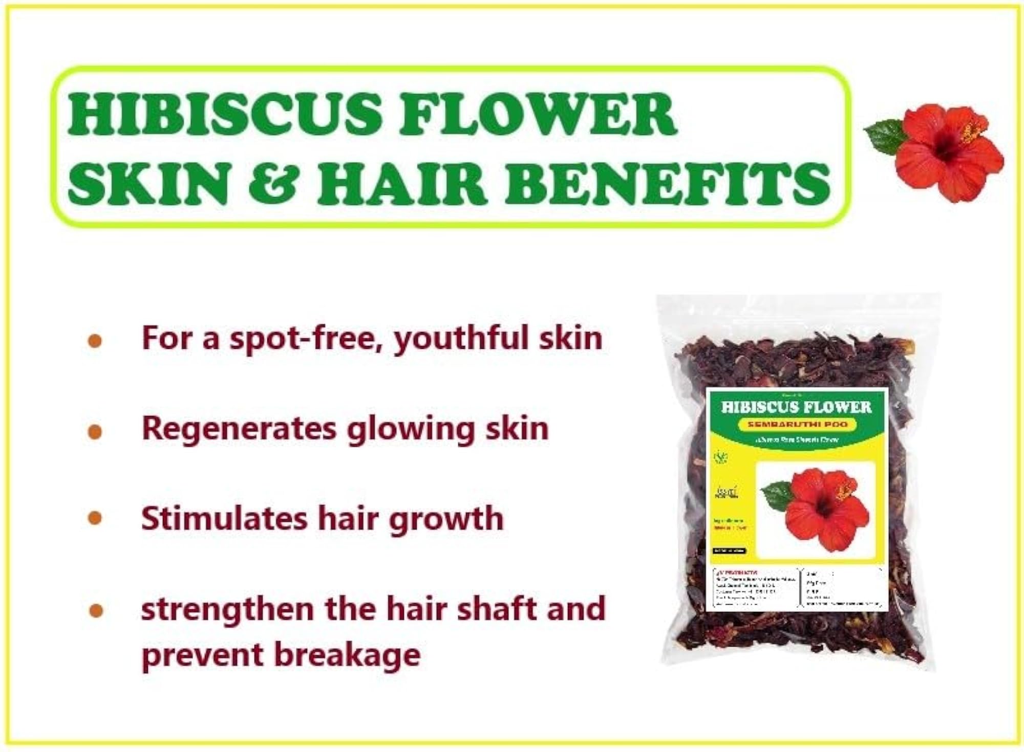 Natural Raw Hibiscus Flower, 25 grams