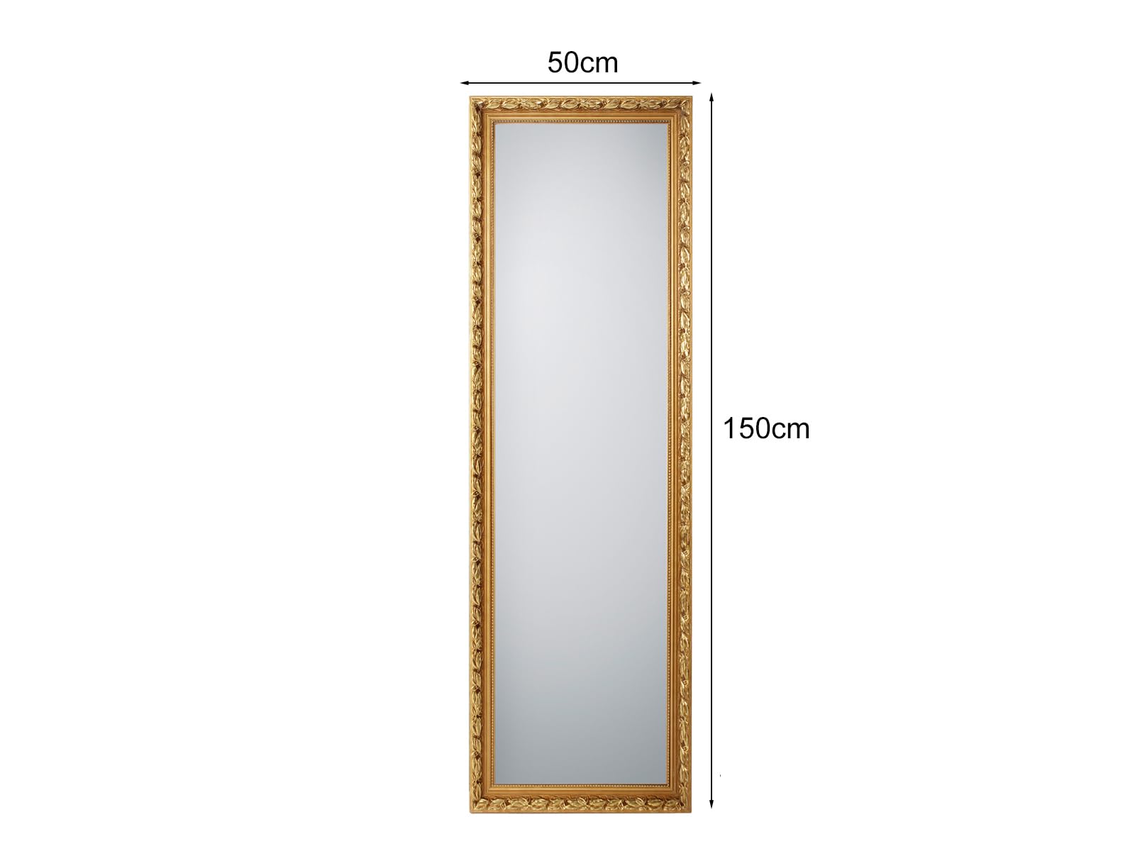 Rechteckiger Barock Wandspiegel TANJA mit Holzrahmen in Gold 50x150cm