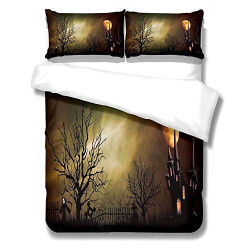 SXCSJT Ropa de Cama, Bosque de Terror, Funda nórdica de impresión Digital, Fibra de poliéster, se Puede Personalizar, de Tres Piezas cómodo en casa, 140Cm × 200Cm.