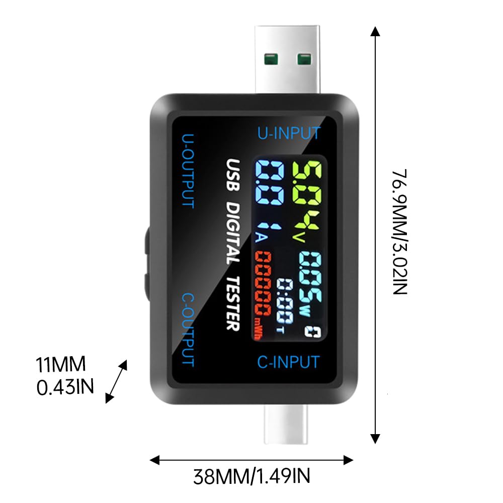 Tester USB, 4,5 – 36 V, USB + typ C, miernik 0-5 A, USB C, miernik napięcia ładowania, prąd ładowania, wydajność, tester ładowarki mobilnej