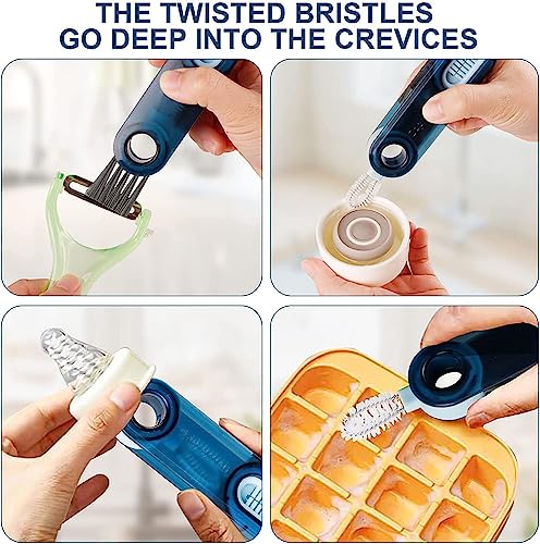 Image of VONT 3 in 1 Bottle Lid Gap Cleaning Brush, Tiny Bottle Cup Lid Straw Cleaner Tools Multi-Functional Crevice Cleaning Brush - Pack of 1