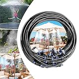 Sistema de Enfriamiento de Neblina, Kit Nebulizadores Para Terrazas con 20M Tubo de Nebulización + 20 Boquillas, Aspersor de Trampolín Sistema De Nebulizacion Para Exteriore Jardin Pergola Invernadero
