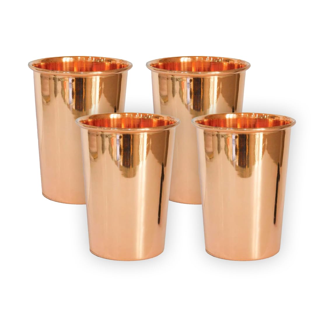Kuber Industries Copper Drinking Serving Water Glasses Serveware Glass