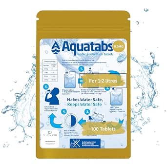 Water Purification Tablets 8.5mg x 100 – Water Treatment Tablets for Drinking Water – Water Purifier Tablets for Camping, Hiking, Travel, Survival & Emergency Prep – Each Tablet Treats 1–2 Litres - View 2