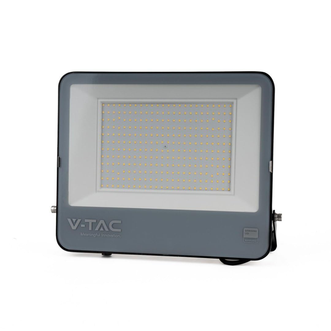 V-TAC Faro LED – alloggiamento nero – Samsung – IP65 – vetro nero + grigio – 200 Watt – 17540 lumen – 6500 K – 5 anni