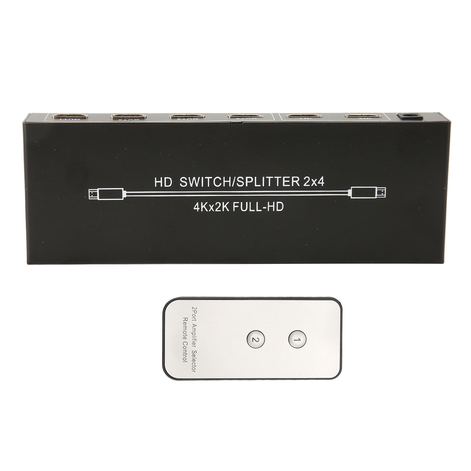 Splitter Switch HDMI 4Kx2K@60Hz, 2 Ingressi 4 Uscite per Splitter Switch HDMI, lo Splitter HDMI Distribuisce 2 Segnali HDMI su 4 Display UHD con Telecomando (EU)