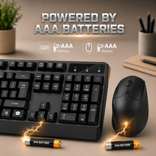 Image of Ant MASTER35 Wireless Keyboard and Mouse Combo, 2.4GHz Full Size 104 Keys with AI Shortcut Key, Ergonomic 6 Button Mouse with Adjustable DPI, Single USB Receiver, Plug & Play for PC Laptop Mac - Black