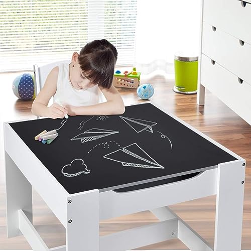 Fireflowerykidstableandchairset3in1woodenactivitytablewstoragedrawerdetachableblackboard3piecesquarechildrenartdesktoddlertableandchairsforreadinggrey  Urban Country Home Decor Fireflowery kids table and chair set 3 in 1 wooden activity table wstorage drawer detachable blackboard 3 piece square children art desk toddler table and chairs for reading grey  urban country home decor