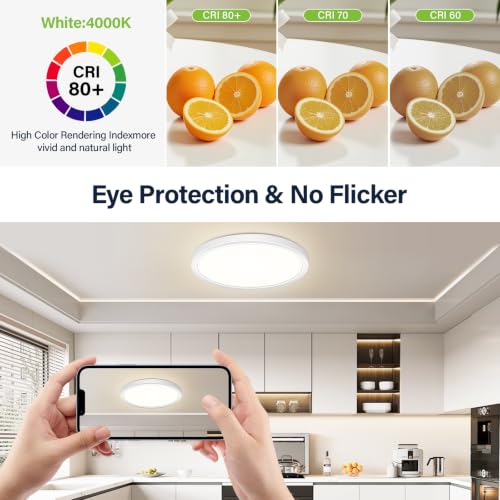Bzavor LED Deckenlampe Effizienzklasse A 210lm/w 4000K 7W 1700lm,Rund Ø23cm LED Deckenleuchte Flach IP54 Wasserfest Lampe Panel für Küche… – Ansicht 3