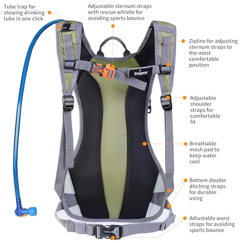 Image of Unigear Hydration Pack Backpack with 70 oz 2L Water Bladder for Running, Hiking, Cycling, Climbing, Camping, Biking