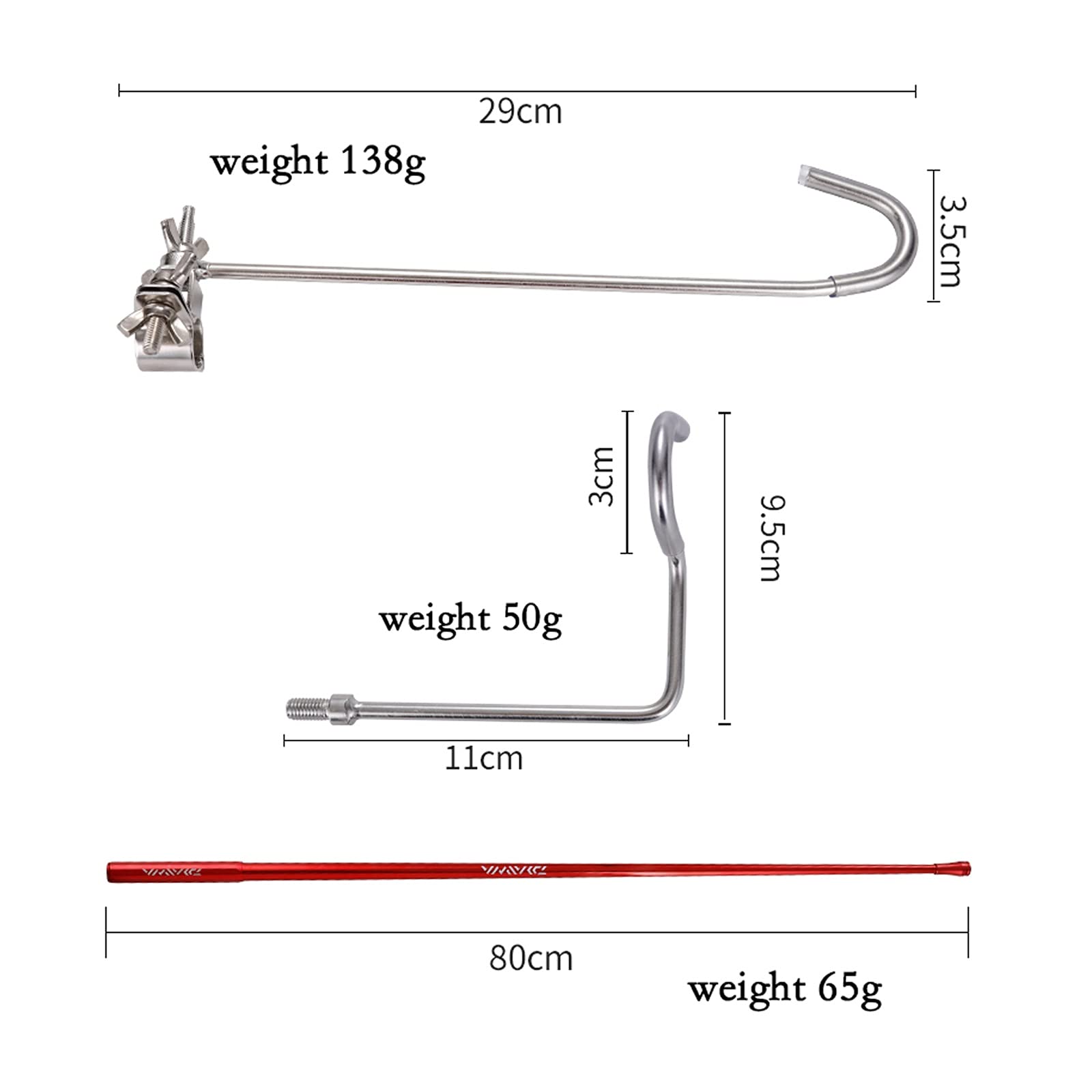 Support Canne a Peche Barreau de pêche au Carbone à Tige de Carbone Tête de pêche en Acier Inoxydable Tige de pêche en Acier Inoxydable Ultra léger Support de Canne à Pêche (Size : A)