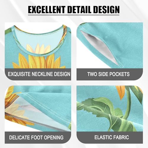 senya Short Sleeve Pajamas Sets Summer Cotton Sleepwear Plant Flower Sunflower4