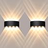 2 Pack Modern Wall Lights, 8W LED Wall Lamp Outside Indoor Wall Light IP65 Waterproof, Aluminium Decorative Wall Sconce Lights for Living Room Bedroom Balcony, Warm White [Energy Class E]