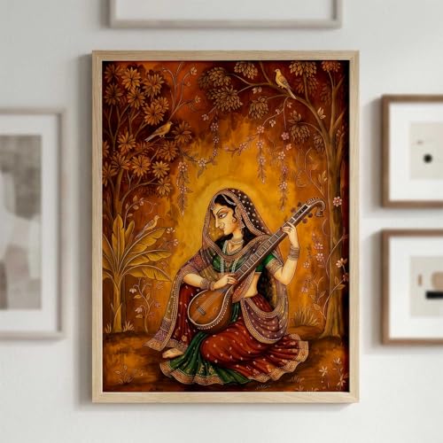 Image of kotart Madhubani Art Wall Painting Traditional Home Decoration With Frame For Living Room Bed Room Hotel Wall Decor Digital Reprint (14X20 inch)