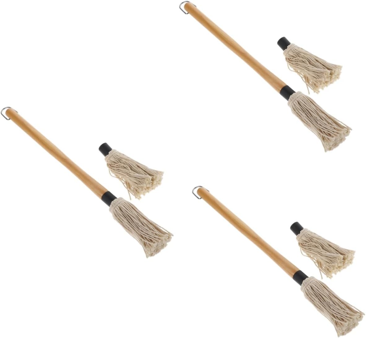 Yardwe 3sets Bbq Basting Mop Oil Brush Replaceable Handle for Grilling and Roasting Meat Easy to Clean and Cooking Tool