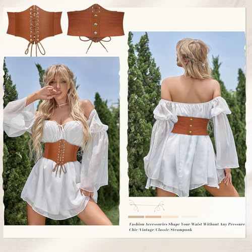 MOLERFO Women’s Elastic Costume Waist Belt Lace-up Tied Waspie Corset Belts for Women3