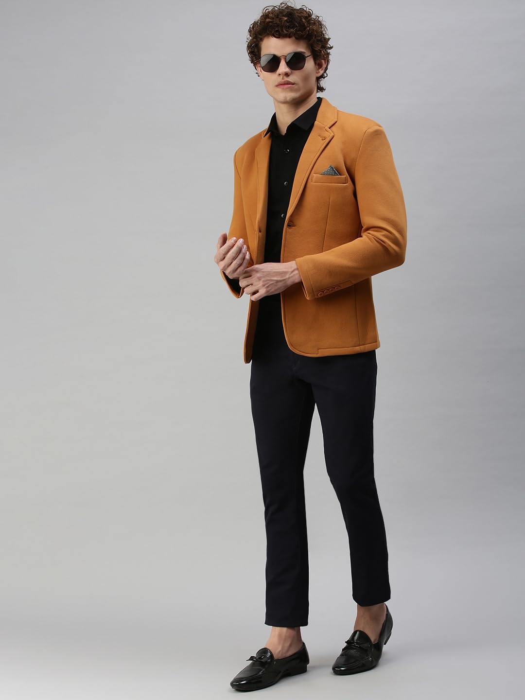 Mens Casual Plain Blazer AR06 Mustard
