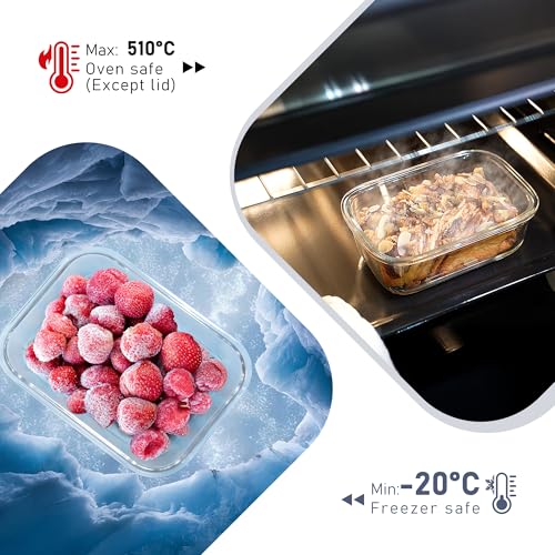10-Pack Glass Food Storage Containers with Tempered Lids – Borosilicate, Airtight, Oven-Safe (-4°F~950°F), BPA-Free, 4.4 & 1.6 Cup, Leak-Proof, Dishwasher Safe (Gray) - Image 5