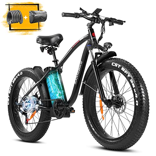 Samebike 750W Electric Bike 4.0 Fat Tire Bike With 48V/15Ah Battery, Electric Bike For Adults With 3A Fast Charger, Suspension Fork, Shimano 7 Speed Electric Mountain Bike & Mechanical Disc Brake #TOP2