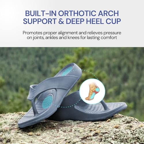 Image of NUUSOL Unisex Cascade Flip Flops; Non-Slip Hiking /Plantar Fasciitis Footwear; Soft Cushion, Lightweight & Comfortable; Arch Support & Textured Footbed, Pain Relief for Joint, Neck & Back Injuries