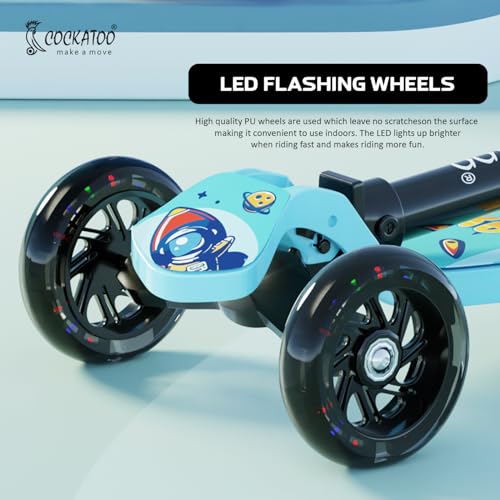 Cockatoo Rat&Cat Series Happy-Hooper Kick Scooter for Kids, Kick Scooter with Led Lights in PVC Wheel, 3 Adjustable Height Scooter, Age Upto 3+ Years & 50 Kg Weight Capacity Blue - Image 3 thumbnail