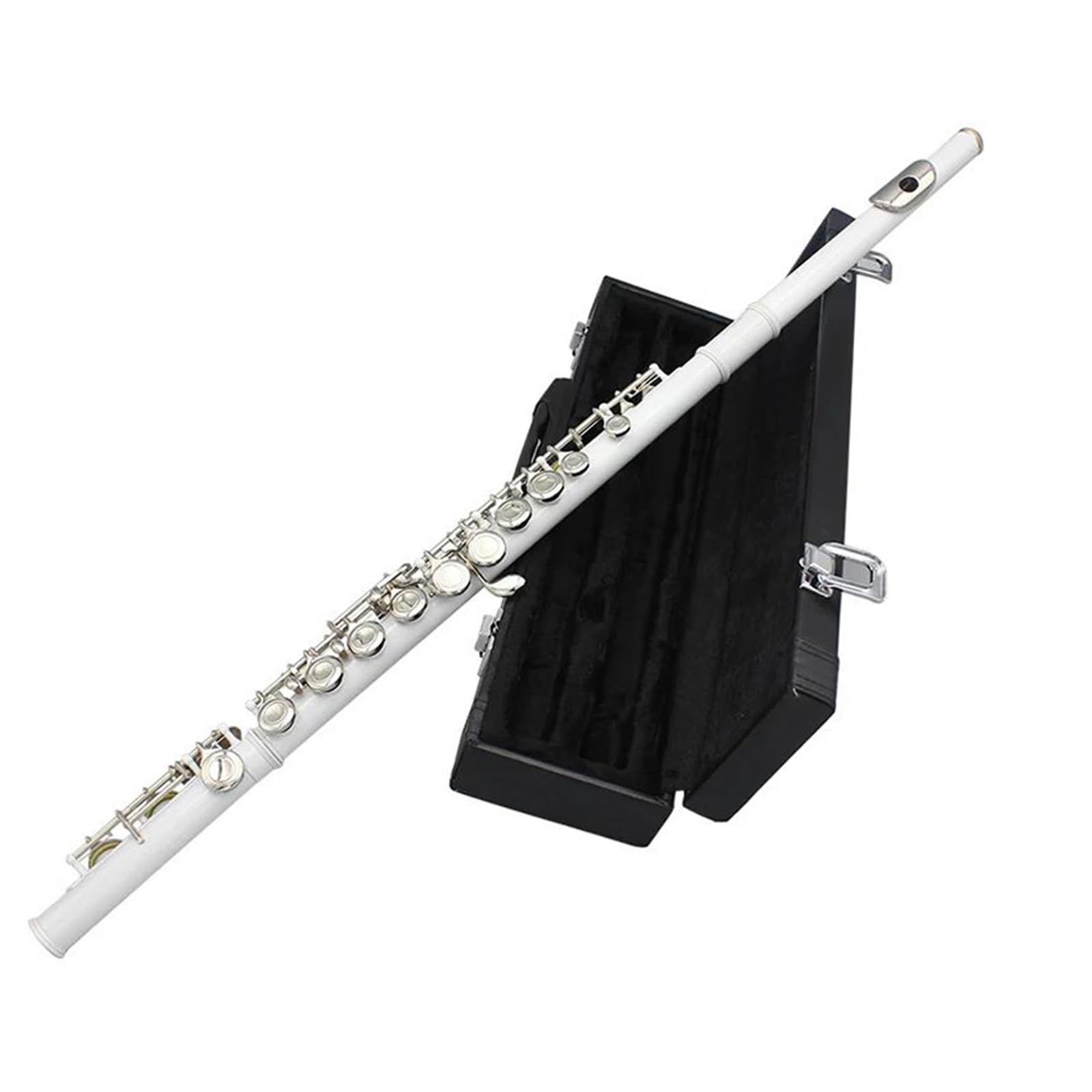 Flauta Travesera Classic Flauta Con Llave En C De 16 Agujeros Para Principiantes Con Estuche Guantes De Tela Y Accesorios(White)