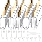 Domensi 30 Pcs 30 ml / 1 oz Glass Perfume Bottles Refillable Empty Fine Mist Atomizer Spray Bottles, Pocket Spray Bottle for Travel and Sample Container for Travel, Purse, Gym Use (Gold)