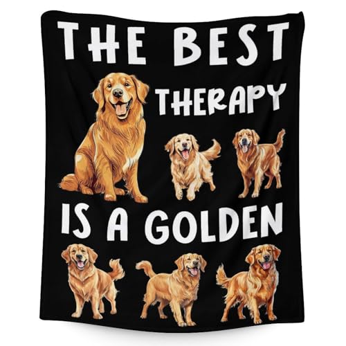 Golden Retriever Blanket - 50x60 Inches Size for Teen - Soft Fluffy Throw for Living Room Decorative - Black Funny Fuzzy Gifts