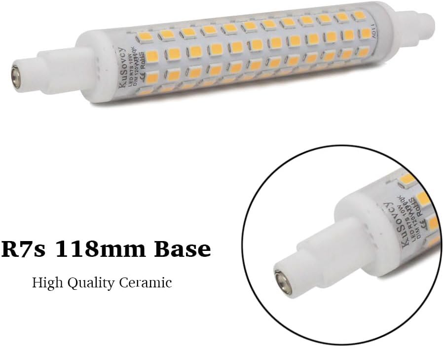 R7s LED Bulbs 118mm Dimmable 10W J118 J Type Light Bulb 80W Halogen Bulb Equivalent, Double Ended Base Flood Lights for Household Lighting Floodlight Replacement, 2PCS