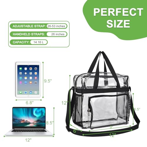 clear bag for stadium eventsclear bag tote bag with adjustable straps for work travel concerts-big front pocket