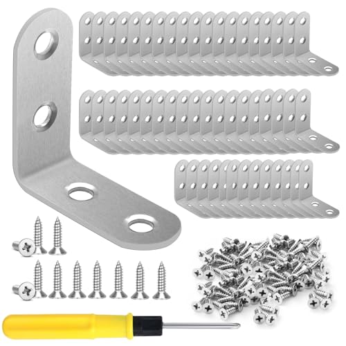 TETEWEVER 50 Piezas Escuadras Metalicas 40 × 40 mm Angulos Metalicos Escuadras Pequeñas para Muebles, Mesas, Sillas, Estanterías, Armarios