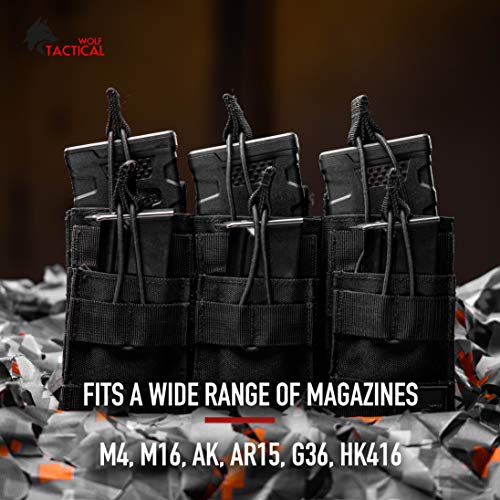 Wolf Tactical Molle Mag Pouch - Open Top Magazine Holder Carrier With Bungee Straps Tactical Pouches #TOP3