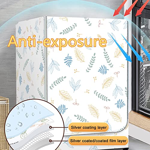 Odot Funda Lavadora Exterior Impermeable, Universal Cubierta para Lavadora y Secadora Carga Frontal, Funda de Protección Solar Antipolvo con Cremallera (Hojas Verdes,M-Capacidad 8~10kg) - imagen 4