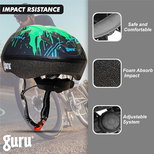 Image of GURU Cycling Helmet, Light Weight with Superior Ventilation, Helmet for Mountain, Road Bike & Skating Helmet with Premium Black EPS Foam Lining, Ideal for Adults and Kids