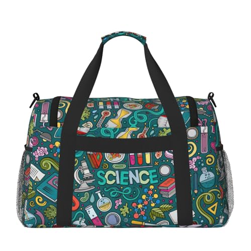 Cartoon Science Theme Print Everyday Use Travel Duffle Bag Large Capacity Travel Bag Stylish Functional Bag2