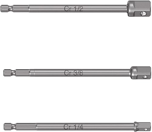 Juego de adaptadores de dados largos, 1/4,3/8 y 1/2 ', 3 piezas
