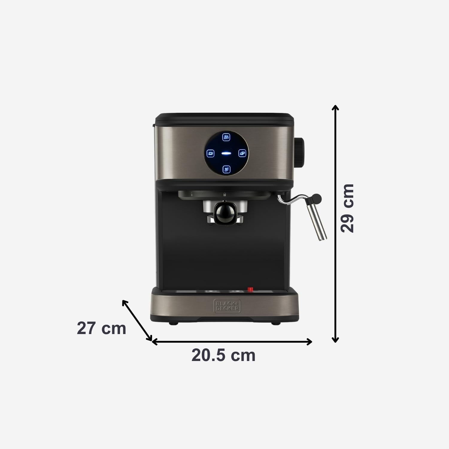 BLACK+DECKER BXCO850E - Macchina da Caffè Espresso, 20bar, 850W, 1,5L, Acciao Inox