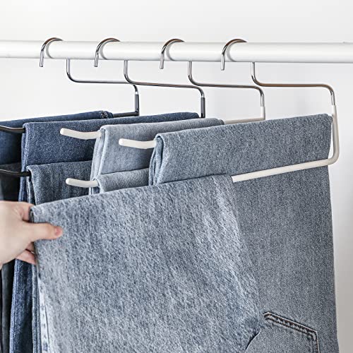 Shimoyama Pant Hangers, 5 Pack, Trouser/Slack Hangers, Open Ended Double Rods Hanger, Space-Saving Clothes Hanger, White #TOP1