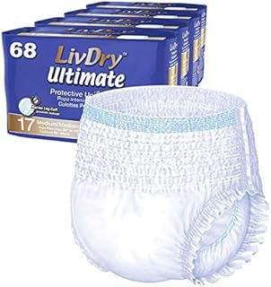 LivDry Ultimate Adult Incontinence Underwear, High Absorbency, Leak Cuff Protection, Medium, 68-Pack