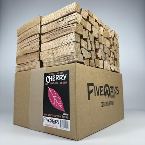FiveOaks Firewood Kiln Dried Cherry Pizza Oven Wood, Mini 5 Inch Cooking Wood for Ooni, Gozney, Bertello Pizza Ovens - Approx 13lbs Product of USA (1,000 Cubic Inches)