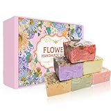Soap Bars Multipack 6-Piece Natural Floral Bars Set - Rose, Jasmine, Lavender, Sakura, Chamomile & Osmanthus - Hand Soap Bar & Body Bar for Bath, Shaving & Gentle Cleansing, Eco-Friendly