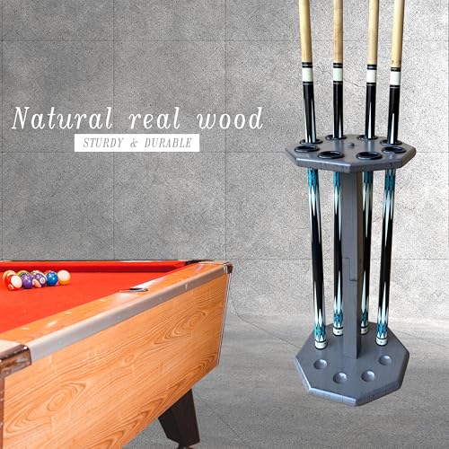 Support de queue de billard autoportant gris, râtelier de sol en bois pour 8 queues