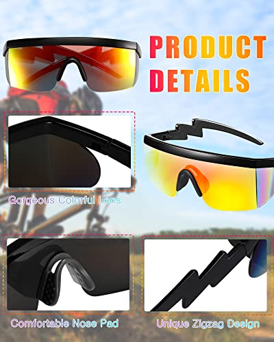 Image of Frienda 3 Pairs 80s Retro Sunglasses Semi Rimless Zigzag
