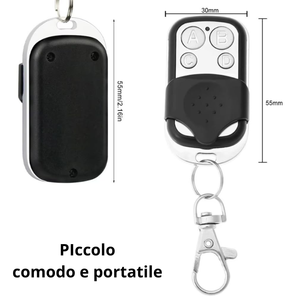 2 Telecomandi Universali per Cancelli 433,92 MHz -2 Batterie Incluse- Compatibili con Codici Fissi e di Apprendimento - Non Compatibili con Rolling Code - Facili da Clonare per Garage Cancelli Allarmi