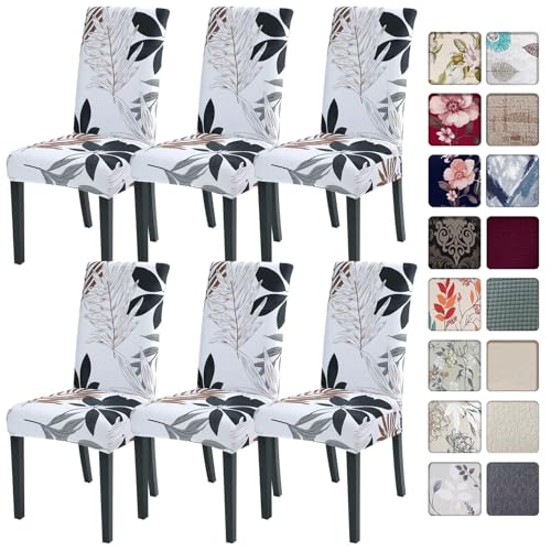 Image of SearchI Dining Room Chair Covers Slipcovers Set of 6, Spandex Super Fit Stretch Removable Washable Kitchen Parsons Chair Covers Protector for Dining Room,Hotel,Ceremony(Flower Pattern11)
